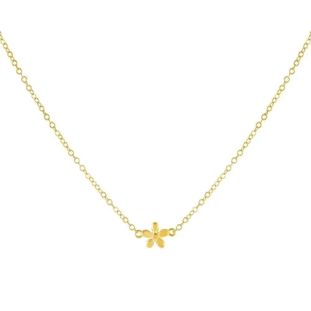 Adinas Jewels Gold-Plated Sterling Silver Solid Flower Pendant Necklace New
